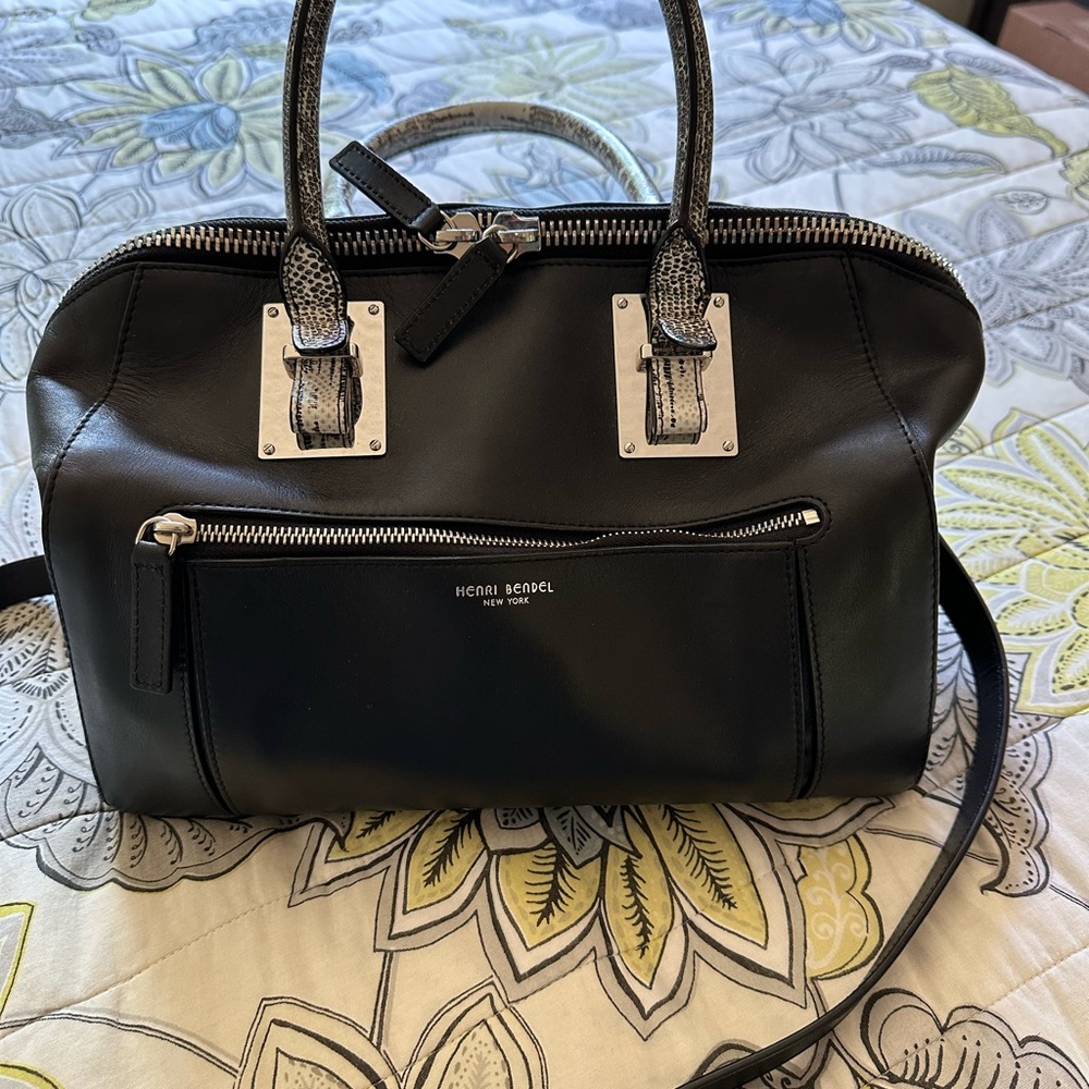 Henri Bendel Black bag with snake print handles
